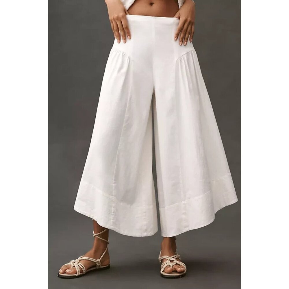 By Anthropologie Linen Extended Waist Pants 12
